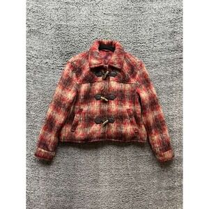 Blank nyc Plaid Wool Cropped Duffle Coat Jacket Multicolor‎ Womens Size S